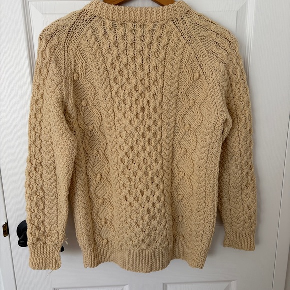 Cream Cable Knit Irish Wool cardigan - Picture 2 of 5
